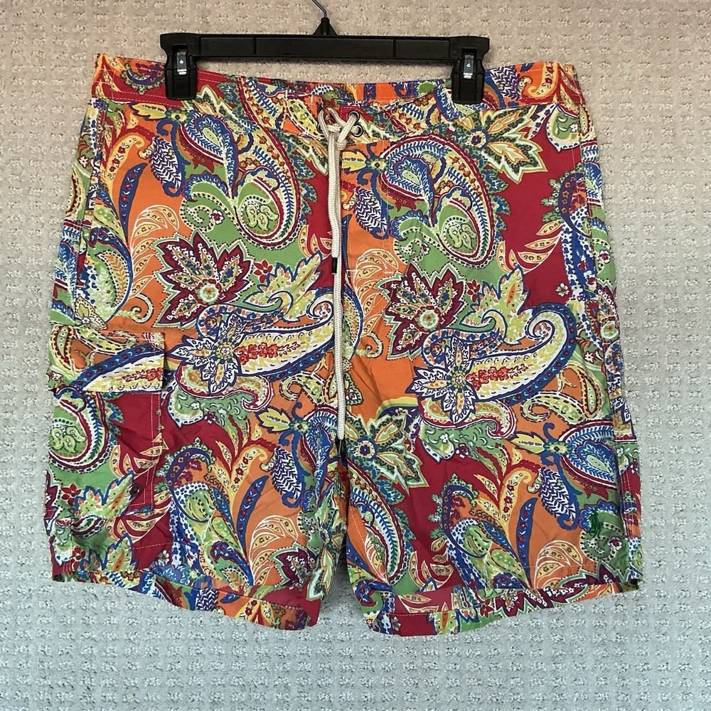 Polo Ralph Lauren Paisley New No Tag Swim Trucks Shorts M Vibrant Hawaiian - Picture 1 of 6